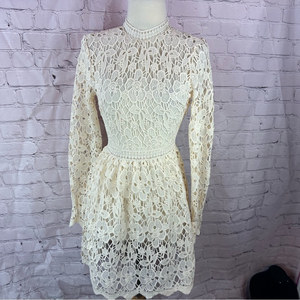 Ark & Co Lace crochet mini Dress women S feminine boho bridal festival feminine